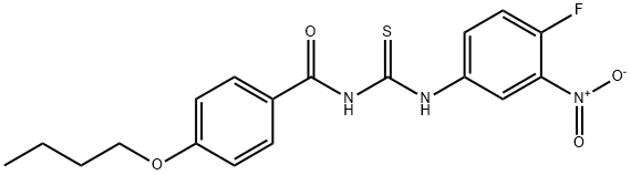 N-(4-butoxybenzoyl)-N'-{4-fluoro-3-nitrophenyl}thiourea 结构式