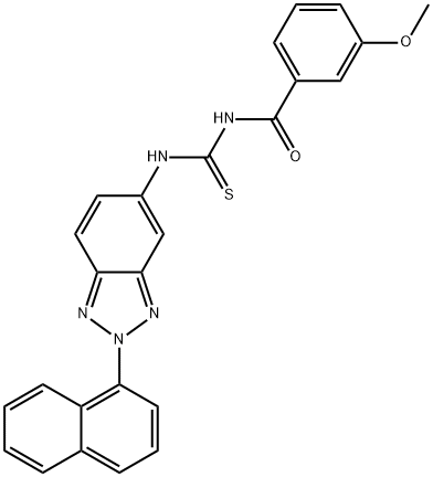 N-(3-methoxybenzoyl)-N'-[2-(1-naphthyl)-2H-1,2,3-benzotriazol-5-yl]thiourea Structure