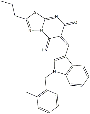 5-imino-6-{[1-(2-methylbenzyl)-1H-indol-3-yl]methylene}-2-propyl-5,6-dihydro-7H-[1,3,4]thiadiazolo[3,2-a]pyrimidin-7-one Structure
