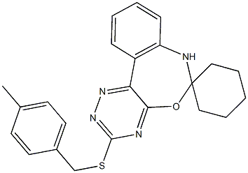 3-[(4-methylbenzyl)sulfanyl]-6,7-dihydrospiro([1,2,4]triazino[5,6-d][3,1]benzoxazepine-6,1'-cyclohexane),426235-60-1,结构式