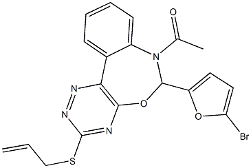 7-acetyl-3-(allylsulfanyl)-6-(5-bromo-2-furyl)-6,7-dihydro[1,2,4]triazino[5,6-d][3,1]benzoxazepine 化学構造式