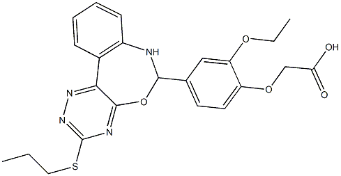 {2-ethoxy-4-[3-(propylthio)-6,7-dihydro[1,2,4]triazino[5,6-d][3,1]benzoxazepin-6-yl]phenoxy}aceticacid Structure