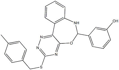 3-{3-[(4-methylbenzyl)sulfanyl]-6,7-dihydro[1,2,4]triazino[5,6-d][3,1]benzoxazepin-6-yl}phenol Struktur