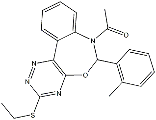 7-acetyl-3-(ethylsulfanyl)-6-(2-methylphenyl)-6,7-dihydro[1,2,4]triazino[5,6-d][3,1]benzoxazepine Structure