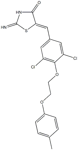5-{3,5-dichloro-4-[2-(4-methylphenoxy)ethoxy]benzylidene}-2-imino-1,3-thiazolidin-4-one,426242-25-3,结构式