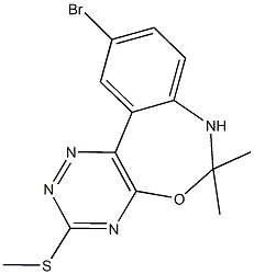 10-bromo-6,6-dimethyl-6,7-dihydro[1,2,4]triazino[5,6-d][3,1]benzoxazepin-3-ylmethylsulfide Structure