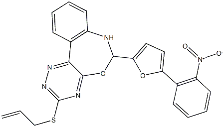 426249-26-5 3-(allylthio)-6-(5-{2-nitrophenyl}-2-furyl)-6,7-dihydro[1,2,4]triazino[5,6-d][3,1]benzoxazepine