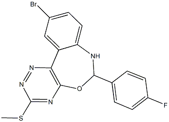 10-bromo-6-(4-fluorophenyl)-6,7-dihydro[1,2,4]triazino[5,6-d][3,1]benzoxazepin-3-ylmethylsulfide,426250-89-7,结构式