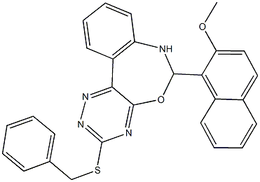 3-(benzylthio)-6-(2-methoxy-1-naphthyl)-6,7-dihydro[1,2,4]triazino[5,6-d][3,1]benzoxazepine Struktur