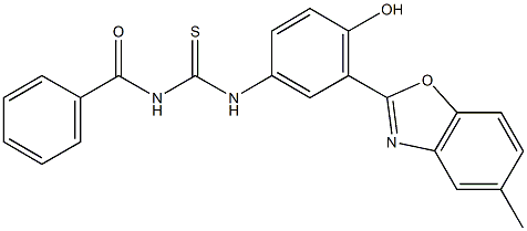 N-benzoyl-N'-[4-hydroxy-3-(5-methyl-1,3-benzoxazol-2-yl)phenyl]thiourea Struktur