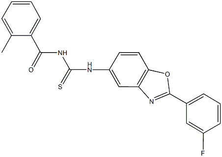 N-[2-(3-fluorophenyl)-1,3-benzoxazol-5-yl]-N'-(2-methylbenzoyl)thiourea,428446-48-4,结构式