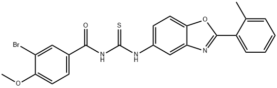 N-(3-bromo-4-methoxybenzoyl)-N'-[2-(2-methylphenyl)-1,3-benzoxazol-5-yl]thiourea Struktur