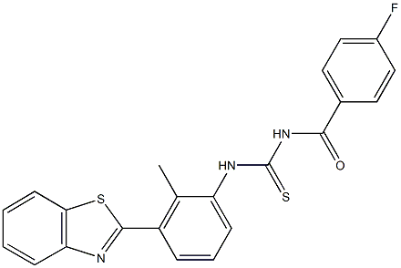 N-[3-(1,3-benzothiazol-2-yl)-2-methylphenyl]-N'-(4-fluorobenzoyl)thiourea Struktur