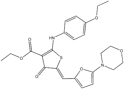 ethyl 2-(4-ethoxyanilino)-5-{[5-(4-morpholinyl)-2-furyl]methylene}-4-oxo-4,5-dihydro-3-thiophenecarboxylate Structure