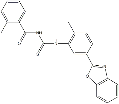 N-[5-(1,3-benzoxazol-2-yl)-2-methylphenyl]-N'-(2-methylbenzoyl)thiourea Structure