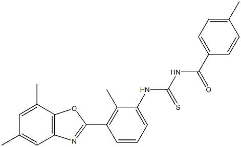 N-[3-(5,7-dimethyl-1,3-benzoxazol-2-yl)-2-methylphenyl]-N'-(4-methylbenzoyl)thiourea Structure