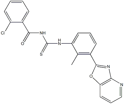 N-(2-chlorobenzoyl)-N'-(2-methyl-3-[1,3]oxazolo[4,5-b]pyridin-2-ylphenyl)thiourea 结构式