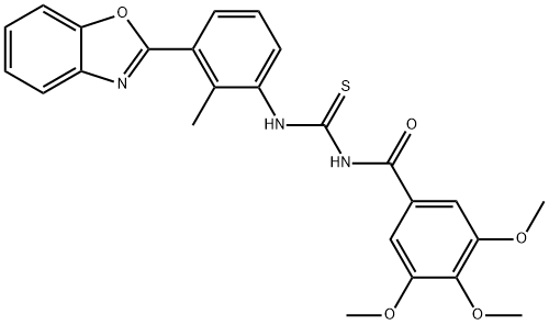 N-[3-(1,3-benzoxazol-2-yl)-2-methylphenyl]-N'-(3,4,5-trimethoxybenzoyl)thiourea Structure