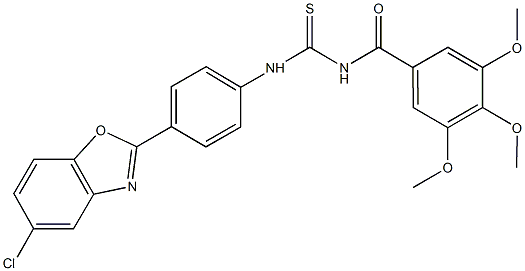 N-[4-(5-chloro-1,3-benzoxazol-2-yl)phenyl]-N'-(3,4,5-trimethoxybenzoyl)thiourea Structure