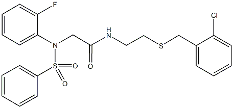 N-{2-[(2-chlorobenzyl)sulfanyl]ethyl}-2-[2-fluoro(phenylsulfonyl)anilino]acetamide 结构式