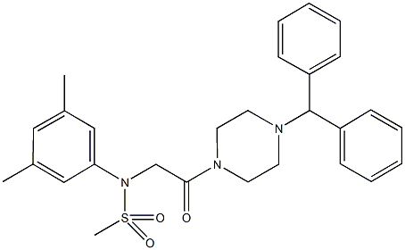 N-[2-(4-benzhydrylpiperazin-1-yl)-2-oxoethyl]-N-(3,5-dimethylphenyl)methanesulfonamide Struktur