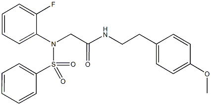 2-[2-fluoro(phenylsulfonyl)anilino]-N-[2-(4-methoxyphenyl)ethyl]acetamide,428462-33-3,结构式