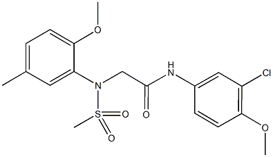 N-(3-chloro-4-methoxyphenyl)-2-[2-methoxy-5-methyl(methylsulfonyl)anilino]acetamide 化学構造式