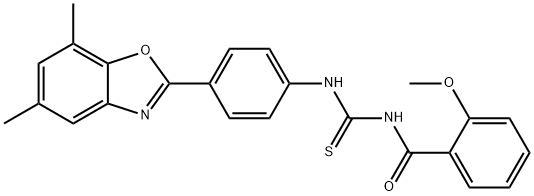 N-[4-(5,7-dimethyl-1,3-benzoxazol-2-yl)phenyl]-N'-(2-methoxybenzoyl)thiourea Structure