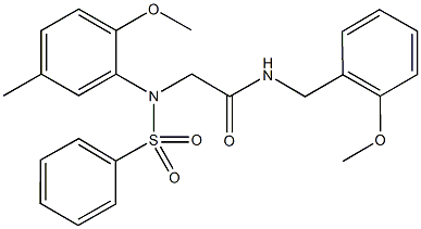 N-(2-methoxybenzyl)-2-[2-methoxy-5-methyl(phenylsulfonyl)anilino]acetamide,428472-12-2,结构式