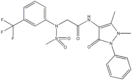 N-(1,5-dimethyl-3-oxo-2-phenyl-2,3-dihydro-1H-pyrazol-4-yl)-2-[(methylsulfonyl)-3-(trifluoromethyl)anilino]acetamide Structure