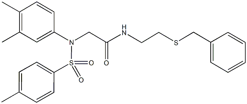 N-[2-(benzylsulfanyl)ethyl]-2-{3,4-dimethyl[(4-methylphenyl)sulfonyl]anilino}acetamide 化学構造式