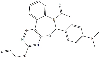 N-{4-[7-acetyl-3-(allylsulfanyl)-6,7-dihydro[1,2,4]triazino[5,6-d][3,1]benzoxazepin-6-yl]phenyl}-N,N-dimethylamine 结构式