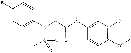 N-(3-chloro-4-methoxyphenyl)-2-[4-fluoro(methylsulfonyl)anilino]acetamide 化学構造式