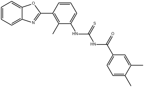 N-[3-(1,3-benzoxazol-2-yl)-2-methylphenyl]-N'-(3,4-dimethylbenzoyl)thiourea Structure