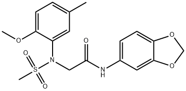 N-(1,3-benzodioxol-5-yl)-2-[2-methoxy-5-methyl(methylsulfonyl)anilino]acetamide Structure