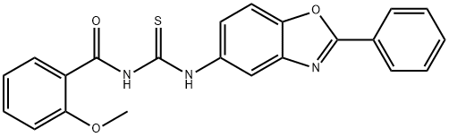 N-(2-methoxybenzoyl)-N'-(2-phenyl-1,3-benzoxazol-5-yl)thiourea,428485-97-6,结构式