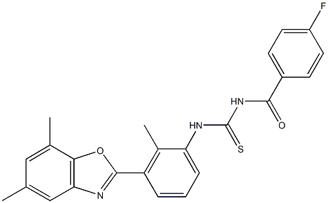 N-[3-(5,7-dimethyl-1,3-benzoxazol-2-yl)-2-methylphenyl]-N'-(4-fluorobenzoyl)thiourea Structure