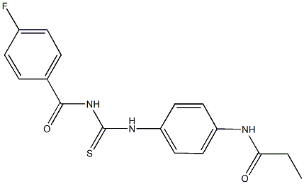 N-[4-({[(4-fluorobenzoyl)amino]carbothioyl}amino)phenyl]propanamide Struktur