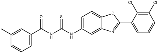 N-[2-(2,3-dichlorophenyl)-1,3-benzoxazol-5-yl]-N'-(3-methylbenzoyl)thiourea 结构式