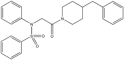 N-[2-(4-benzyl-1-piperidinyl)-2-oxoethyl]-N-phenylbenzenesulfonamide Struktur