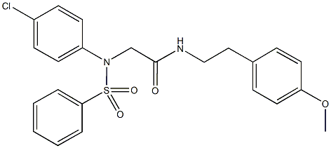 2-[4-chloro(phenylsulfonyl)anilino]-N-[2-(4-methoxyphenyl)ethyl]acetamide 化学構造式