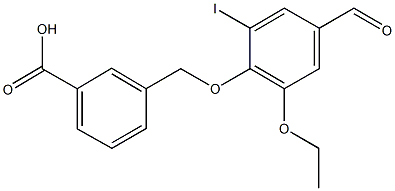 3-[(2-ethoxy-4-formyl-6-iodophenoxy)methyl]benzoic acid Struktur