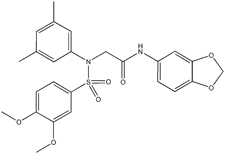 N-(1,3-benzodioxol-5-yl)-2-{[(3,4-dimethoxyphenyl)sulfonyl]-3,5-dimethylanilino}acetamide Structure