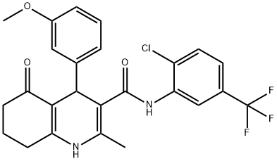 N-[2-chloro-5-(trifluoromethyl)phenyl]-4-(3-methoxyphenyl)-2-methyl-5-oxo-1,4,5,6,7,8-hexahydro-3-quinolinecarboxamide Struktur