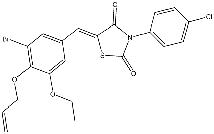 5-[4-(allyloxy)-3-bromo-5-ethoxybenzylidene]-3-(4-chlorophenyl)-1,3-thiazolidine-2,4-dione Struktur