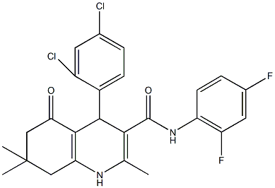 4-(2,4-dichlorophenyl)-N-(2,4-difluorophenyl)-2,7,7-trimethyl-5-oxo-1,4,5,6,7,8-hexahydro-3-quinolinecarboxamide Struktur