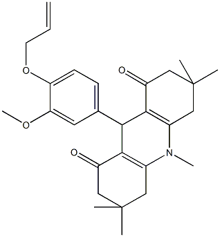 9-[4-(allyloxy)-3-methoxyphenyl]-3,3,6,6,10-pentamethyl-3,4,6,7,9,10-hexahydro-1,8(2H,5H)-acridinedione Struktur