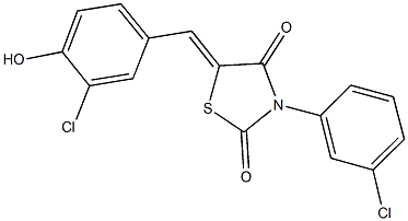 5-(3-chloro-4-hydroxybenzylidene)-3-(3-chlorophenyl)-1,3-thiazolidine-2,4-dione 结构式