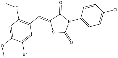 5-(5-bromo-2,4-dimethoxybenzylidene)-3-(4-chlorophenyl)-1,3-thiazolidine-2,4-dione 化学構造式