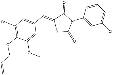 5-[4-(allyloxy)-3-bromo-5-methoxybenzylidene]-3-(3-chlorophenyl)-1,3-thiazolidine-2,4-dione 化学構造式